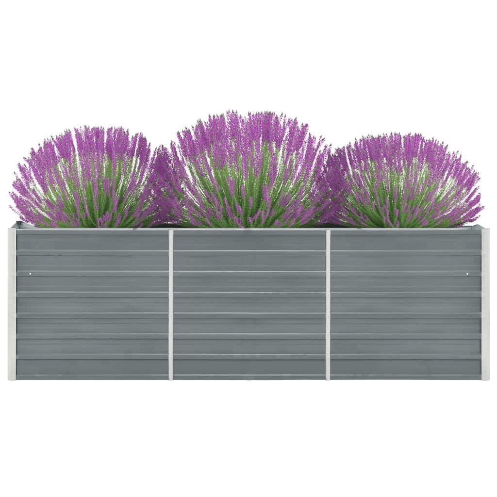 Arriate elevado de jardín acero galvanizado gris 240x40x77 cm