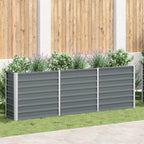 Arriate elevado de jardín acero galvanizado gris 240x40x77 cm