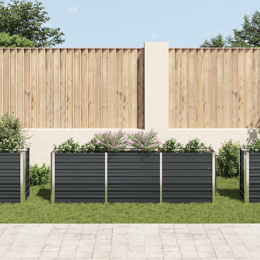 Arriate de jardín de acero galvanizado antracita 240x40x77 cm