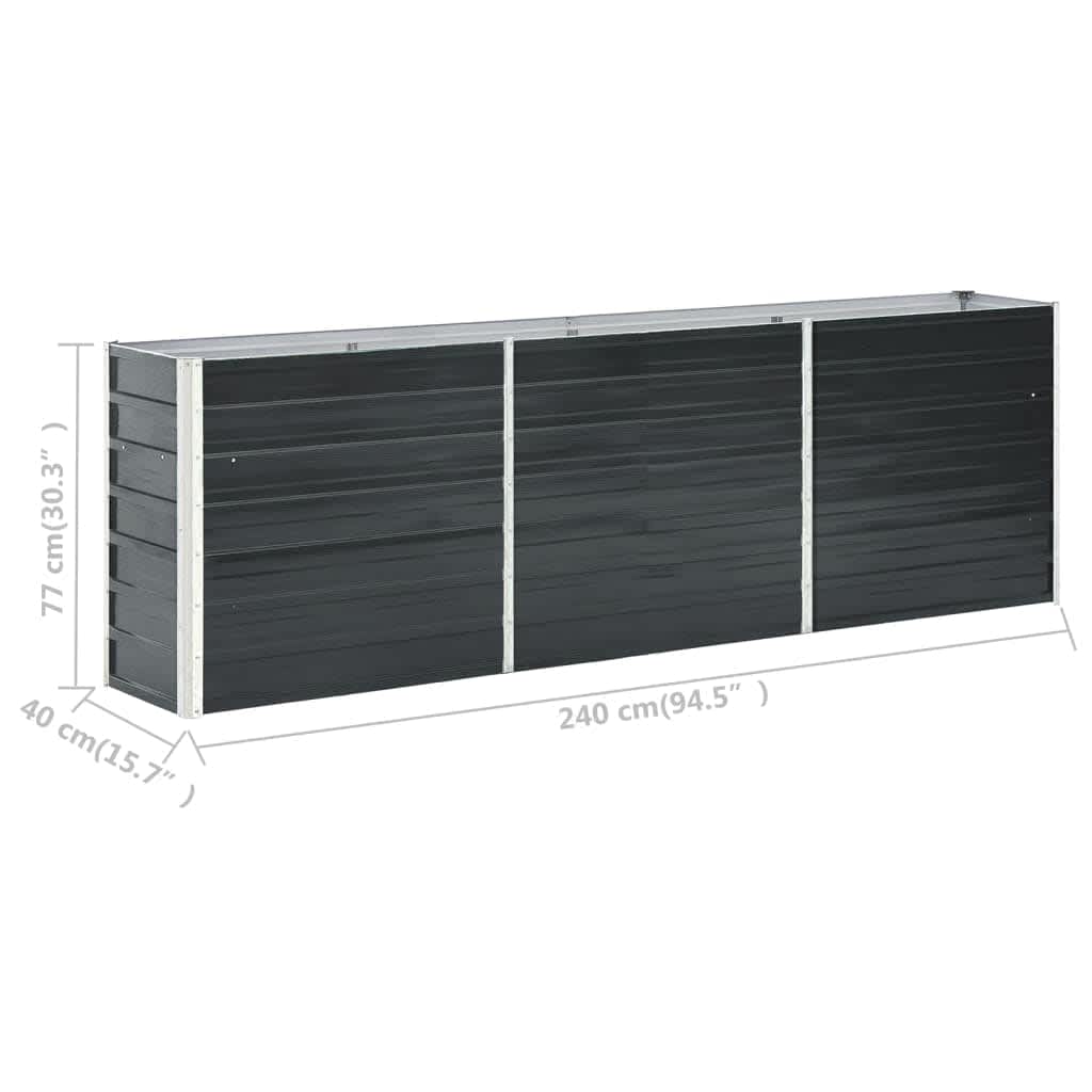 Arriate de jardín de acero galvanizado antracita 240x40x77 cm