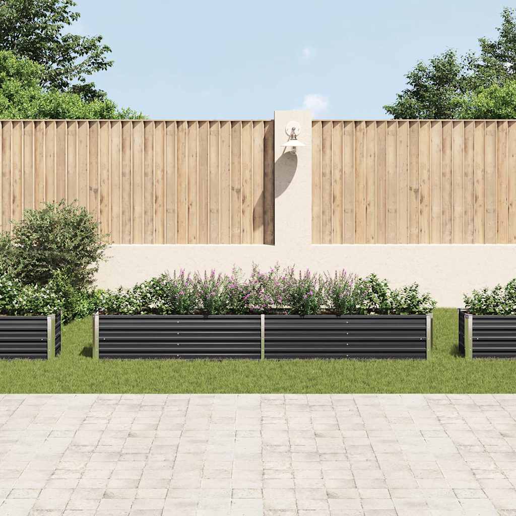 Arriate de jardín de acero galvanizado antracita 320x40x45 cm