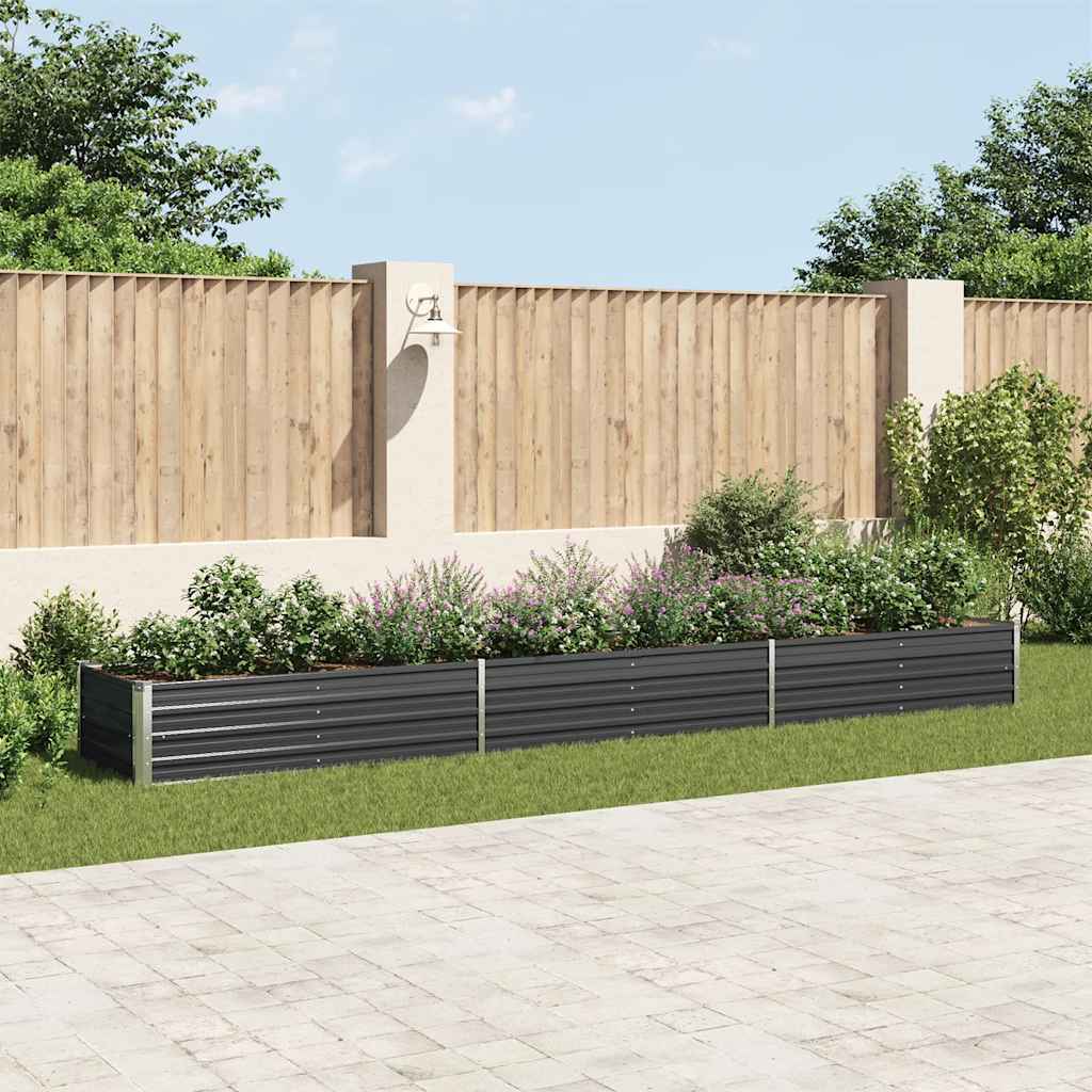 Arriate de acero galvanizado gris 400x80x45 cm