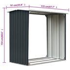 Caseta de jardín para leña acero galvanizado gris 172x91x154 cm