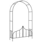 Arco de jardín con puerta hierro negro 138x40x238 cm