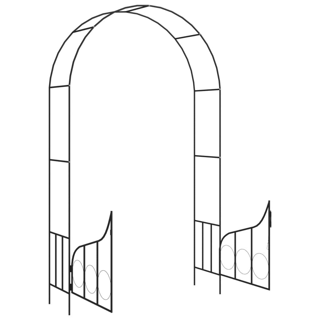 Arco de jardín con puerta hierro negro 138x40x238 cm
