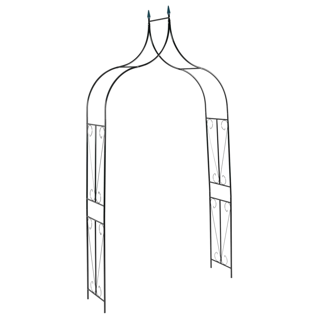 Arco de jardín con puerta hierro negro 138x40x238 cm