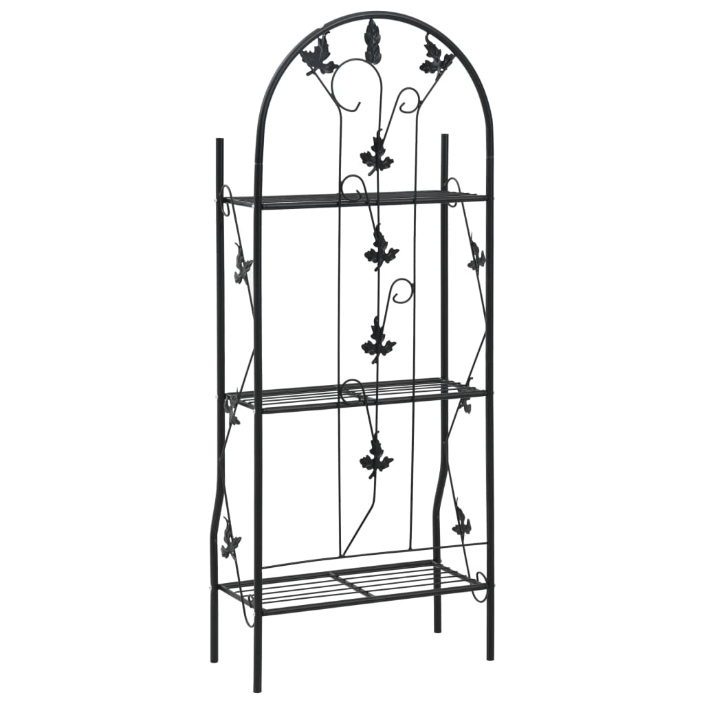 Estante para macetas 3 niveles hierro negro 52x28x128 cm