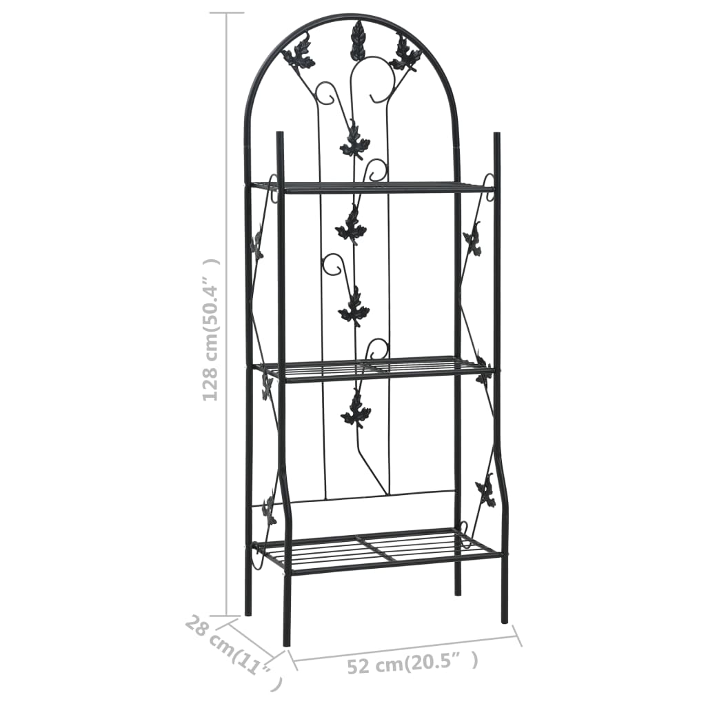 Estante para macetas 3 niveles hierro negro 52x28x128 cm