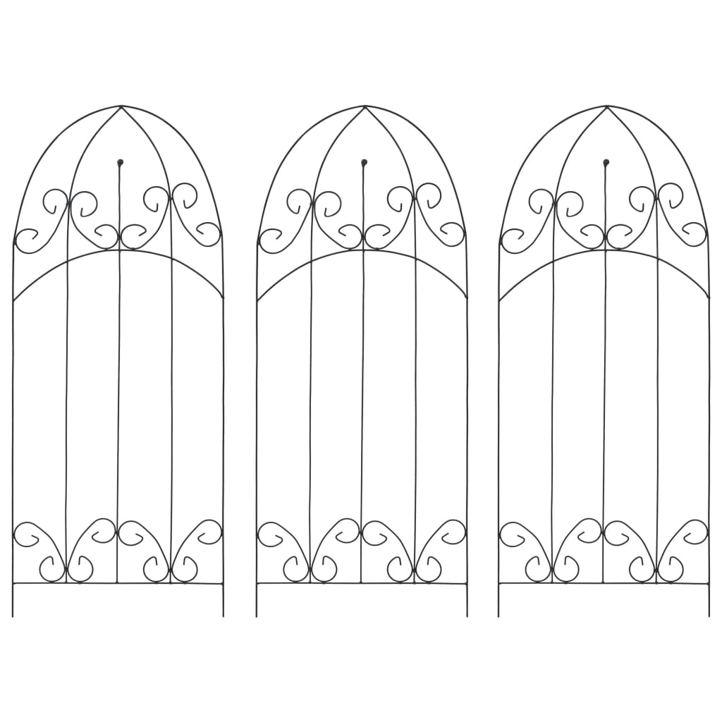 Soporte para plantas trepadoras 3 uds hierro negro 40x100 cm