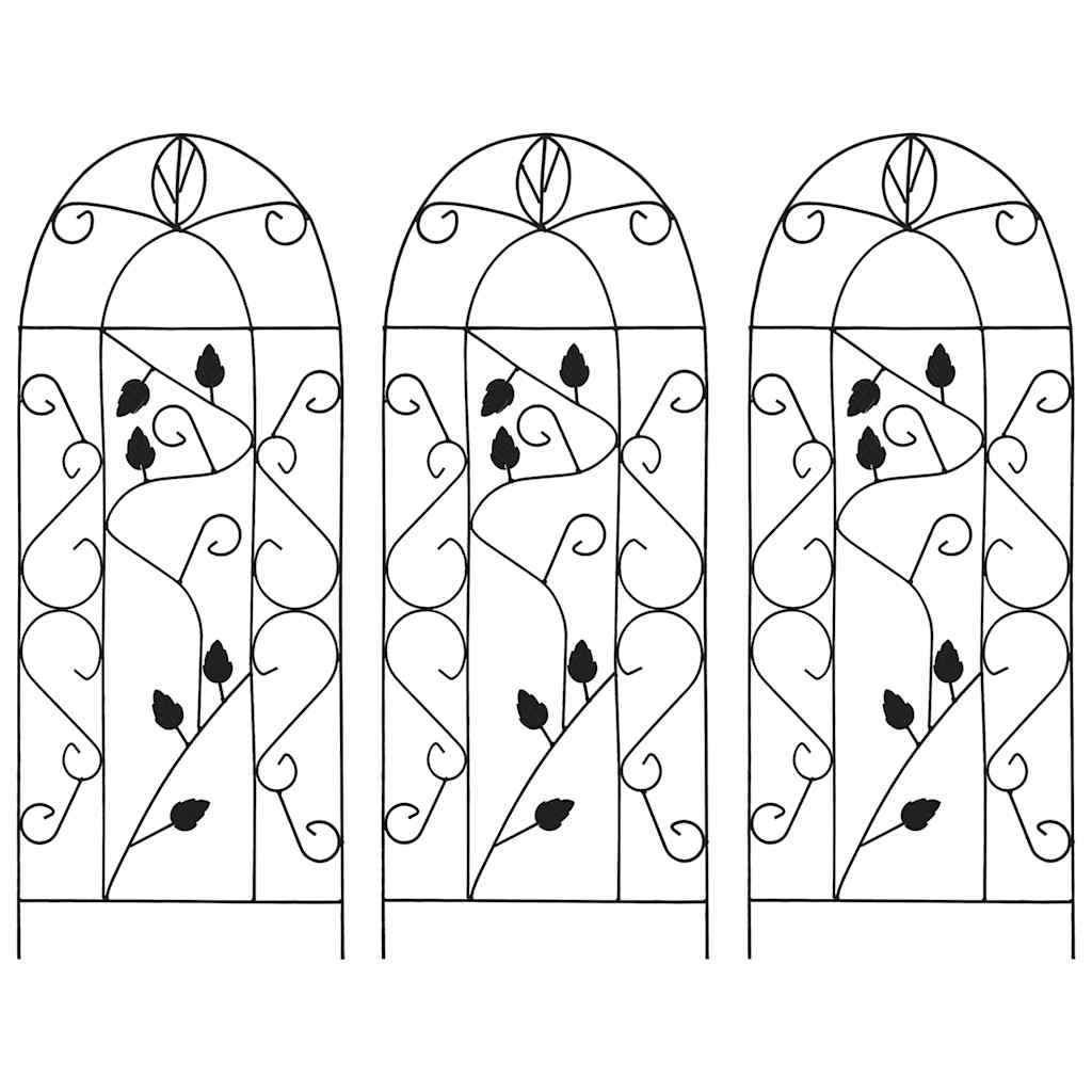 Soporte para plantas trepadoras 3 uds hierro negro 40x100 cm
