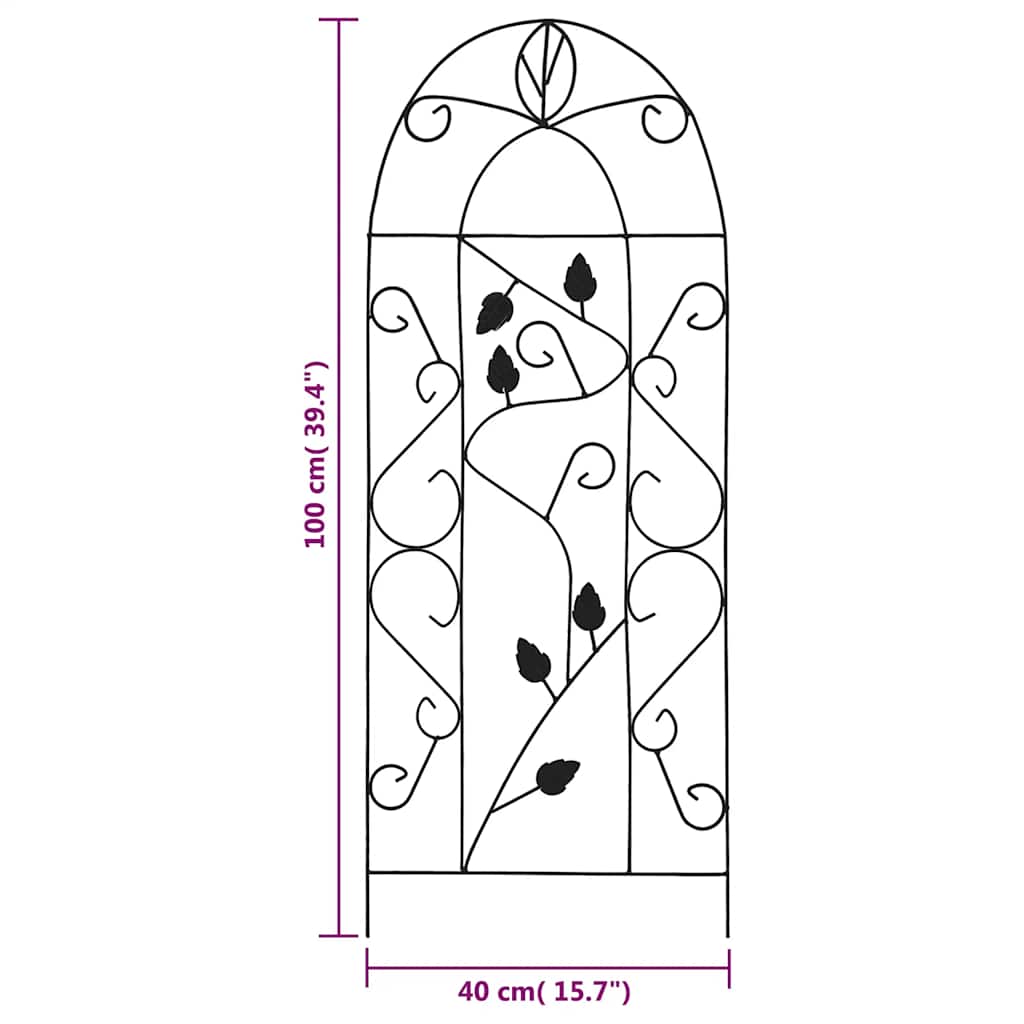 Soporte para plantas trepadoras 3 uds hierro negro 40x100 cm