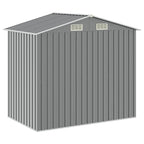 Cobertizo de jardín con estantería hierro gris 205x130x183 cm