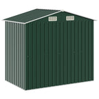 Cobertizo de jardín con estante hierro verde 205x130x183 cm