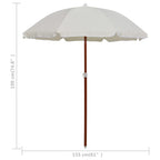 Sombrilla con palo de acero blanco arena 180 cm