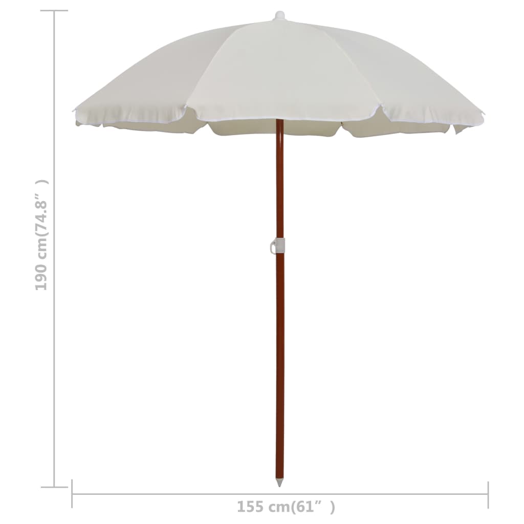 Sombrilla con palo de acero blanco arena 180 cm