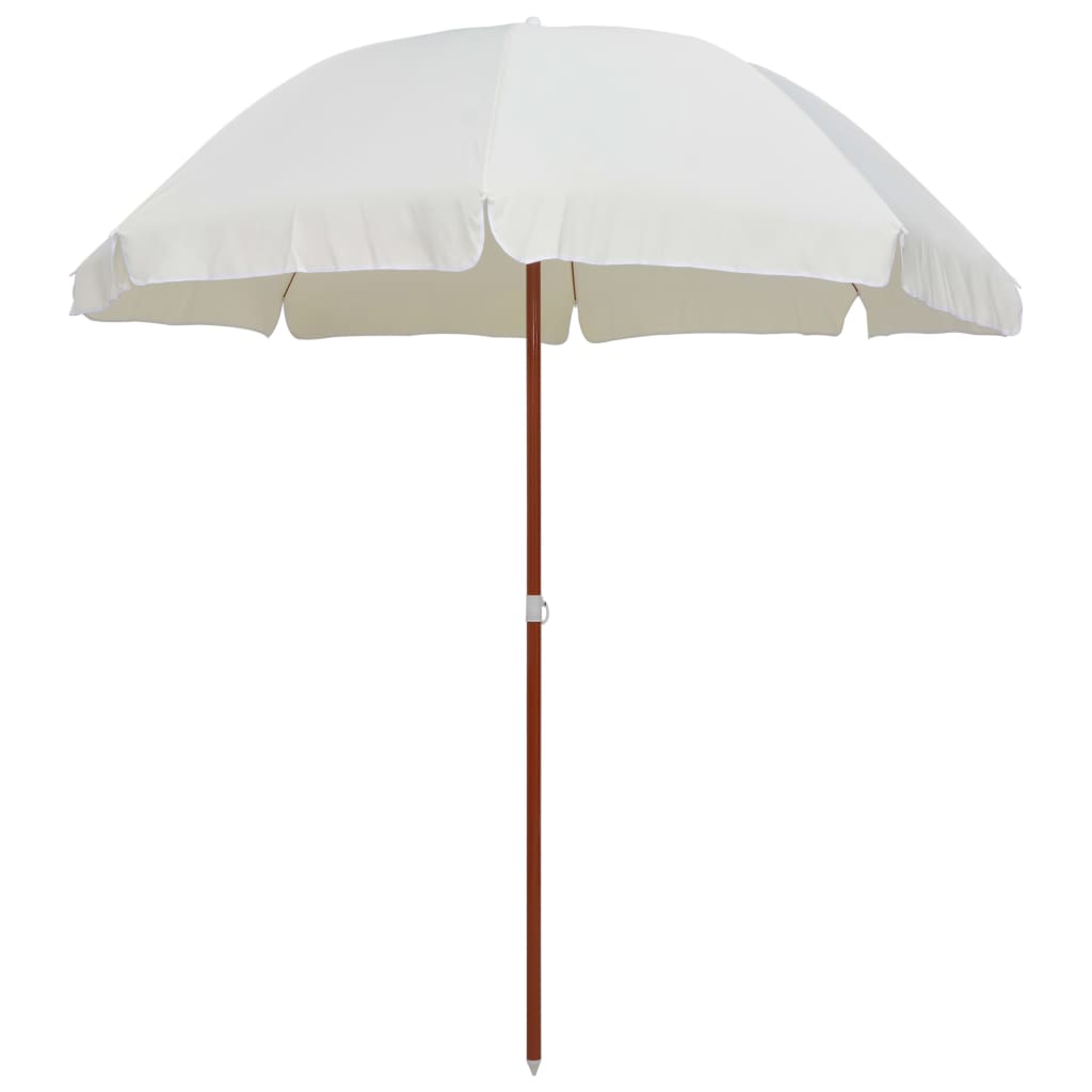 Sombrilla con palo de acero blanco arena 180 cm