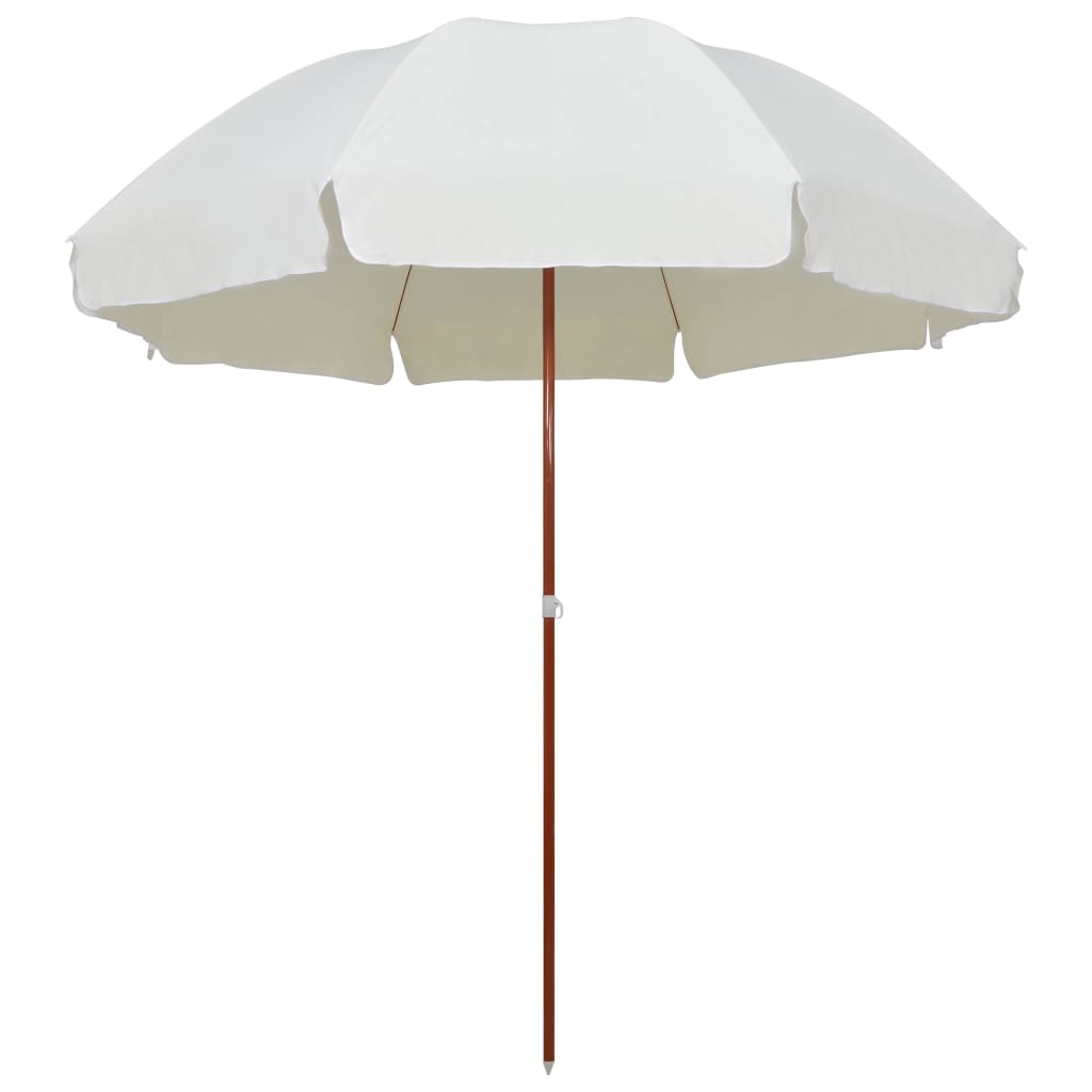 Sombrilla con palo de acero blanco arena 180 cm
