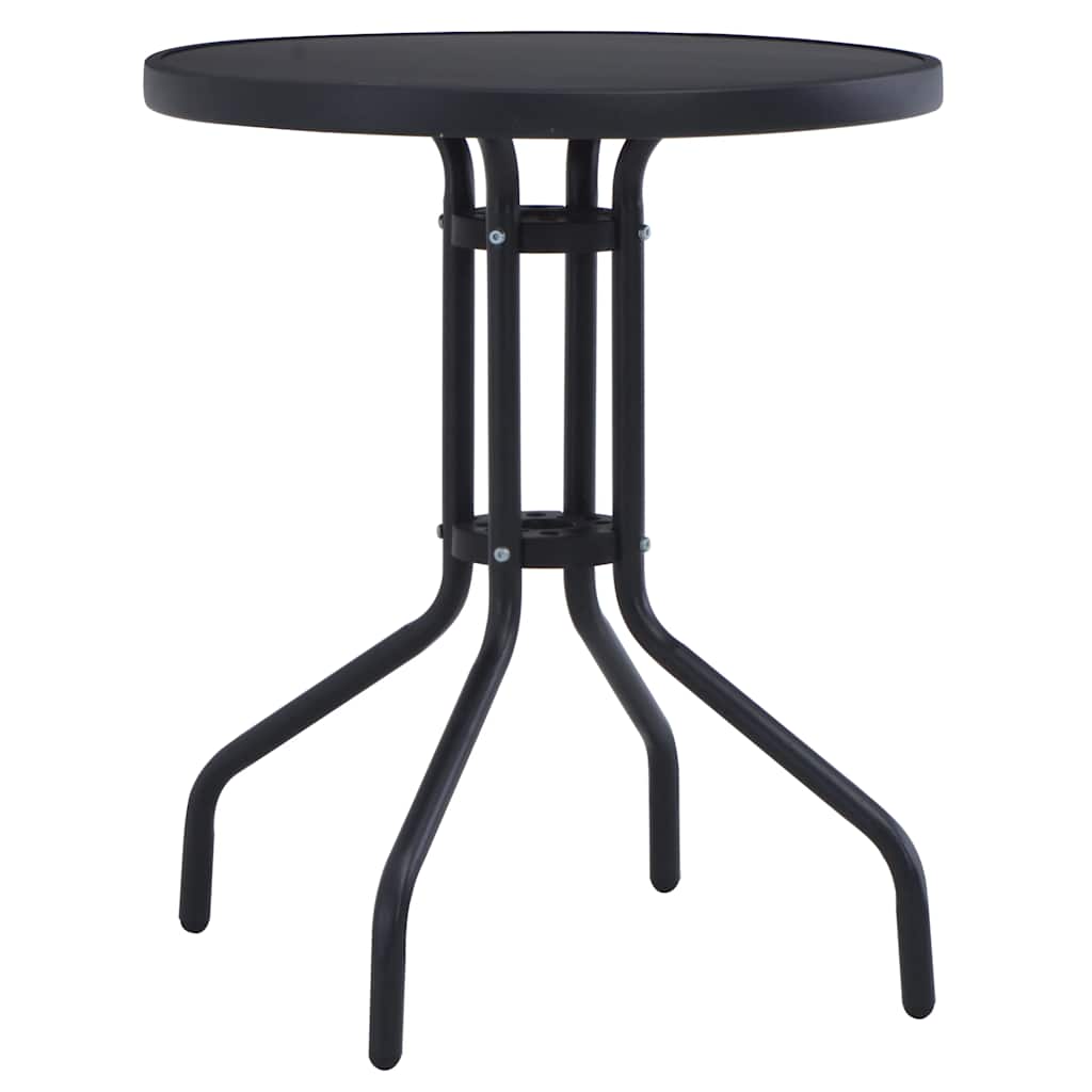 Mesa de jardín acero y vidrio negro 60 cm