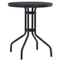 Mesa de jardim aço e vidro preto 60 cm