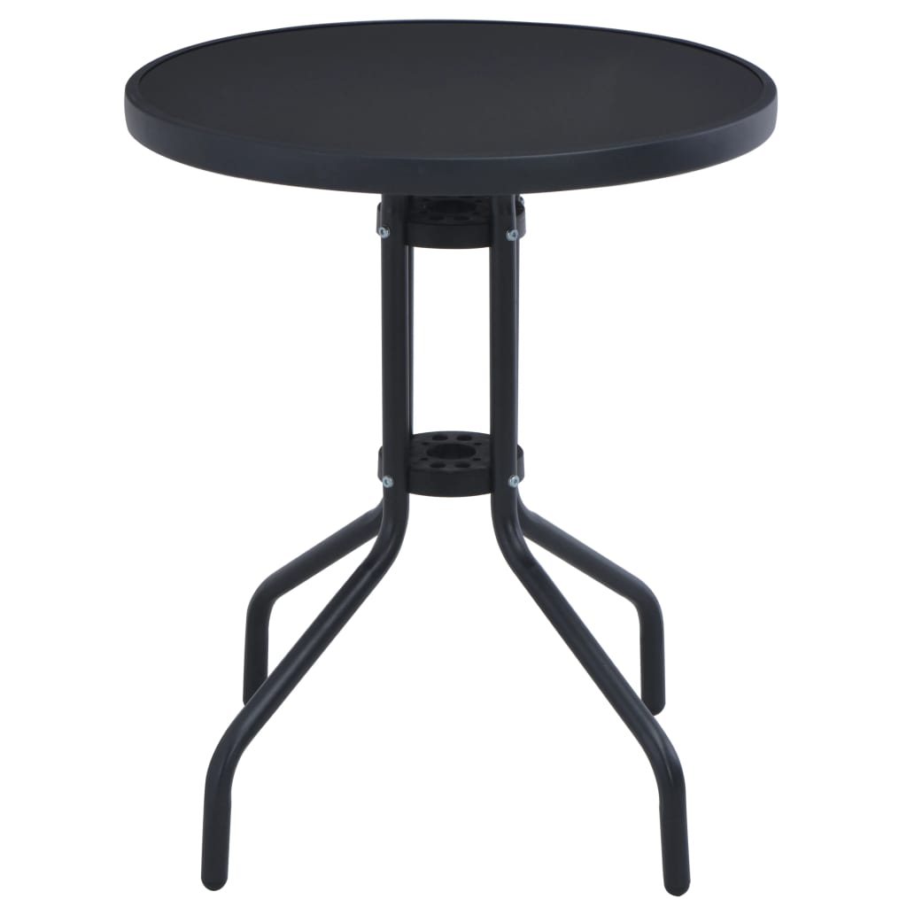 Garden table, black steel and glass, 60 cm