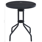 Garden table, black steel and glass, 60 cm