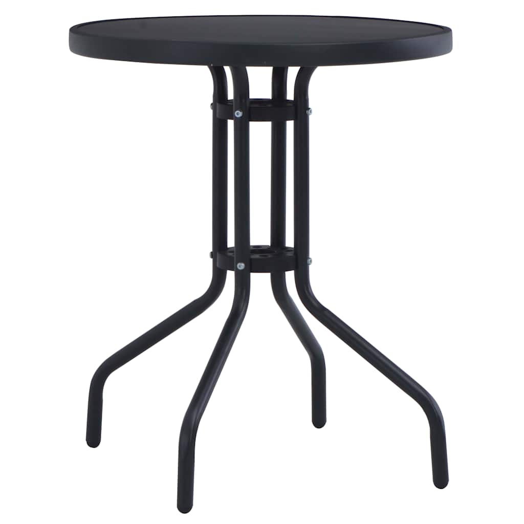 Garden table, black steel and glass, 60 cm