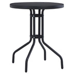 Garden table, black steel and glass, 60 cm