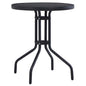 Mesa de jardim aço e vidro preto 60 cm