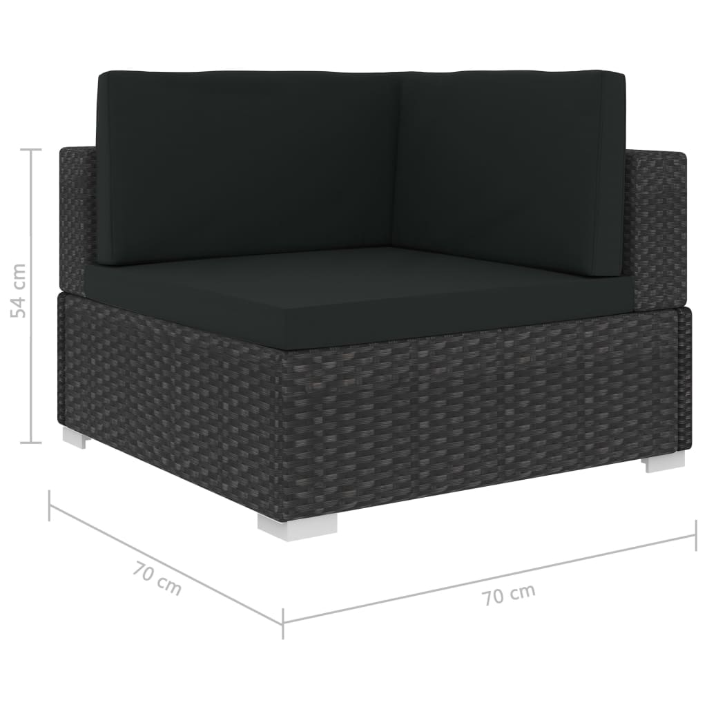 Set de muebles de jardín y cojines 7 pzas ratán sintético negro