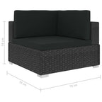 Set de muebles de jardín y cojines 7 pzas ratán sintético negro