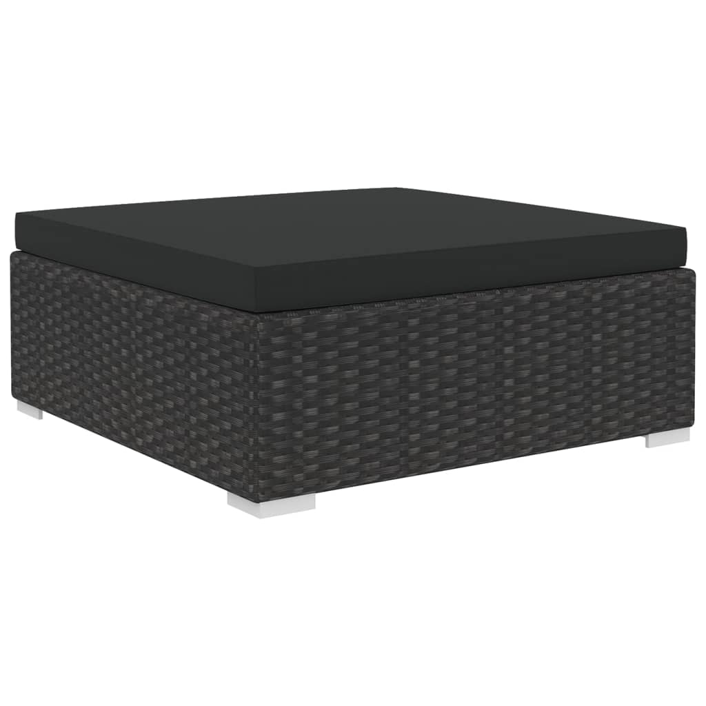 Set muebles de jardín 6 piezas y cojines ratán sintético negro