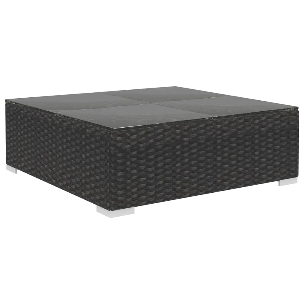 Set muebles de jardín 6 piezas y cojines ratán sintético negro
