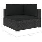Set muebles de jardín 6 piezas y cojines ratán sintético negro