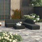 6-piece black synthetic rattan garden furniture set with cushions