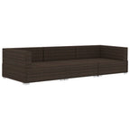 Set sofás de jardín 3 piezas y cojines ratán sintético marrón
