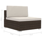 Set sofás de jardín 3 piezas y cojines ratán sintético marrón