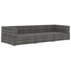 Set de sofás de jardín con cojines 3 pzas ratán sintético gris