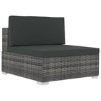 Set de sofás de jardín con cojines 3 pzas ratán sintético gris