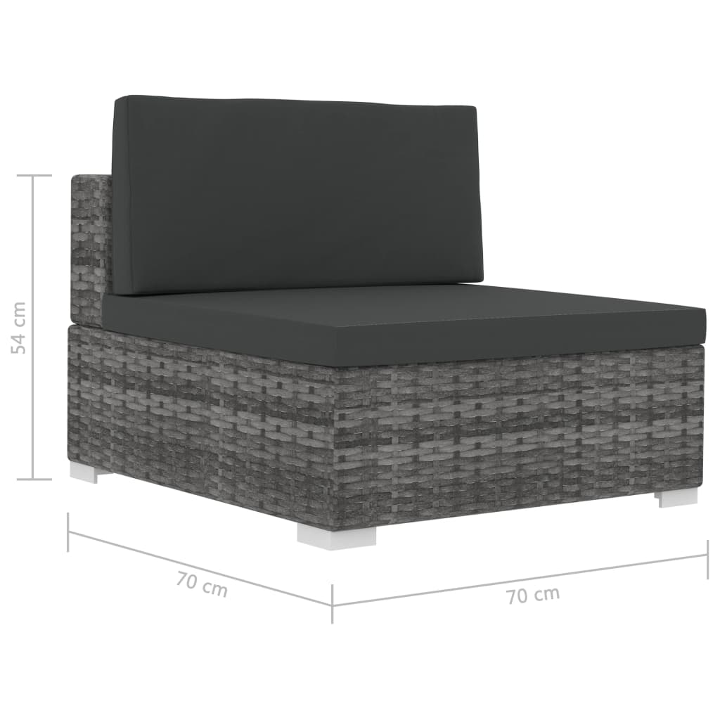 Set de sofás de jardín con cojines 3 pzas ratán sintético gris
