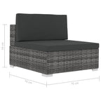 Set de sofás de jardín con cojines 3 pzas ratán sintético gris