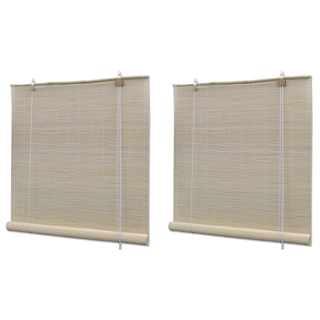 Estor enrollable de bambú 2 unidades marrón 100x160 cm