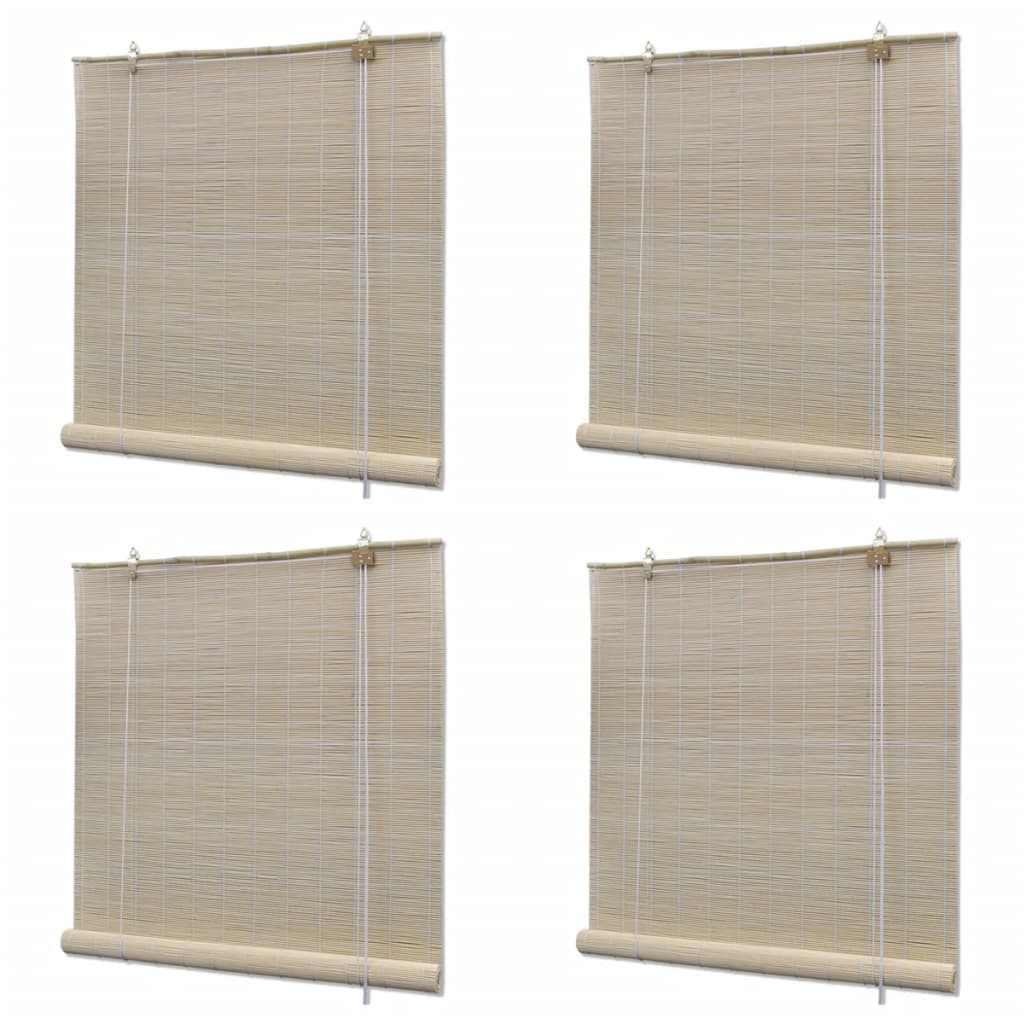 Estor enrollable de bambú 2 unidades marrón 100x160 cm