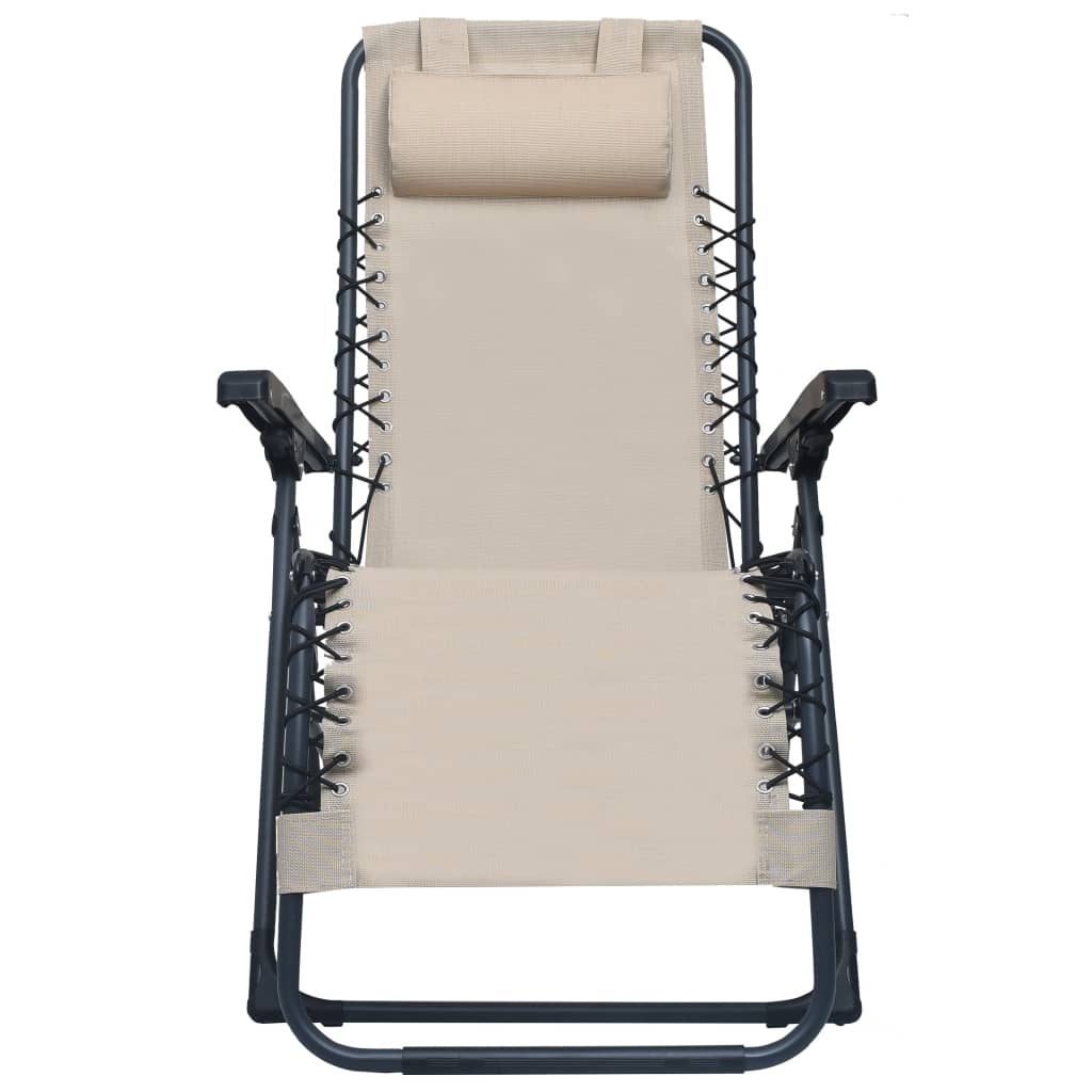 Tumbona plegable de terraza textileno crema