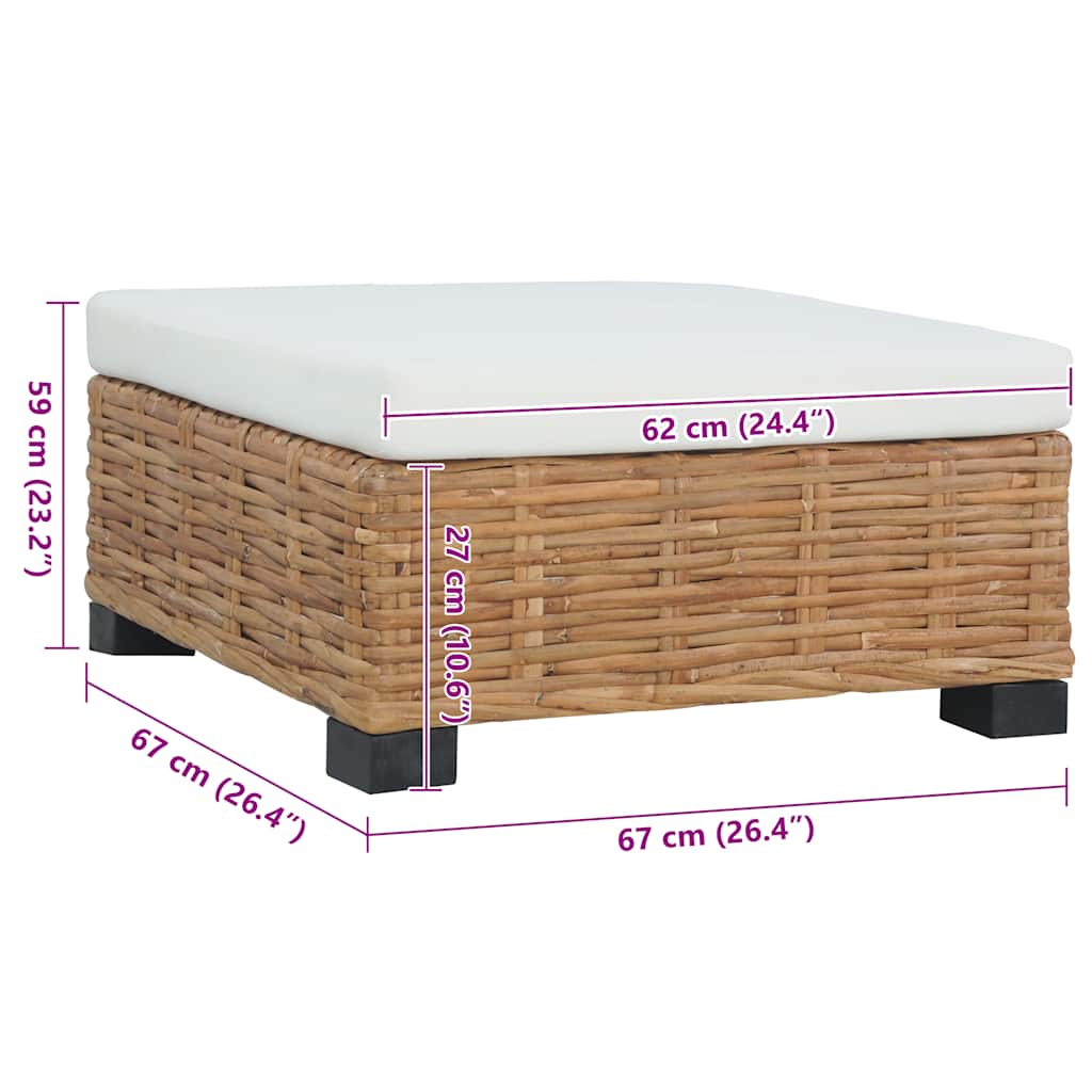 Reposapiés con cojín ratán natural