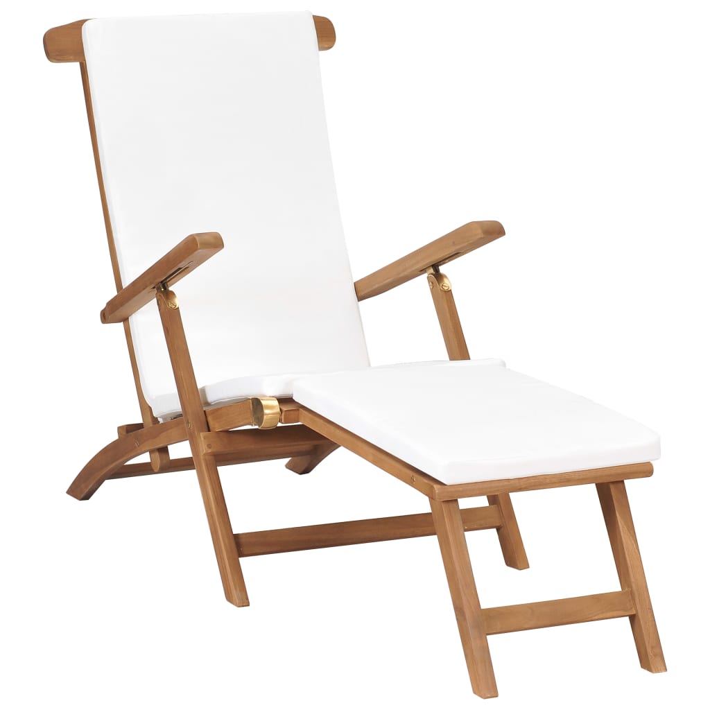 Silla de terraza con reposapiés de madera maciza de teca negra