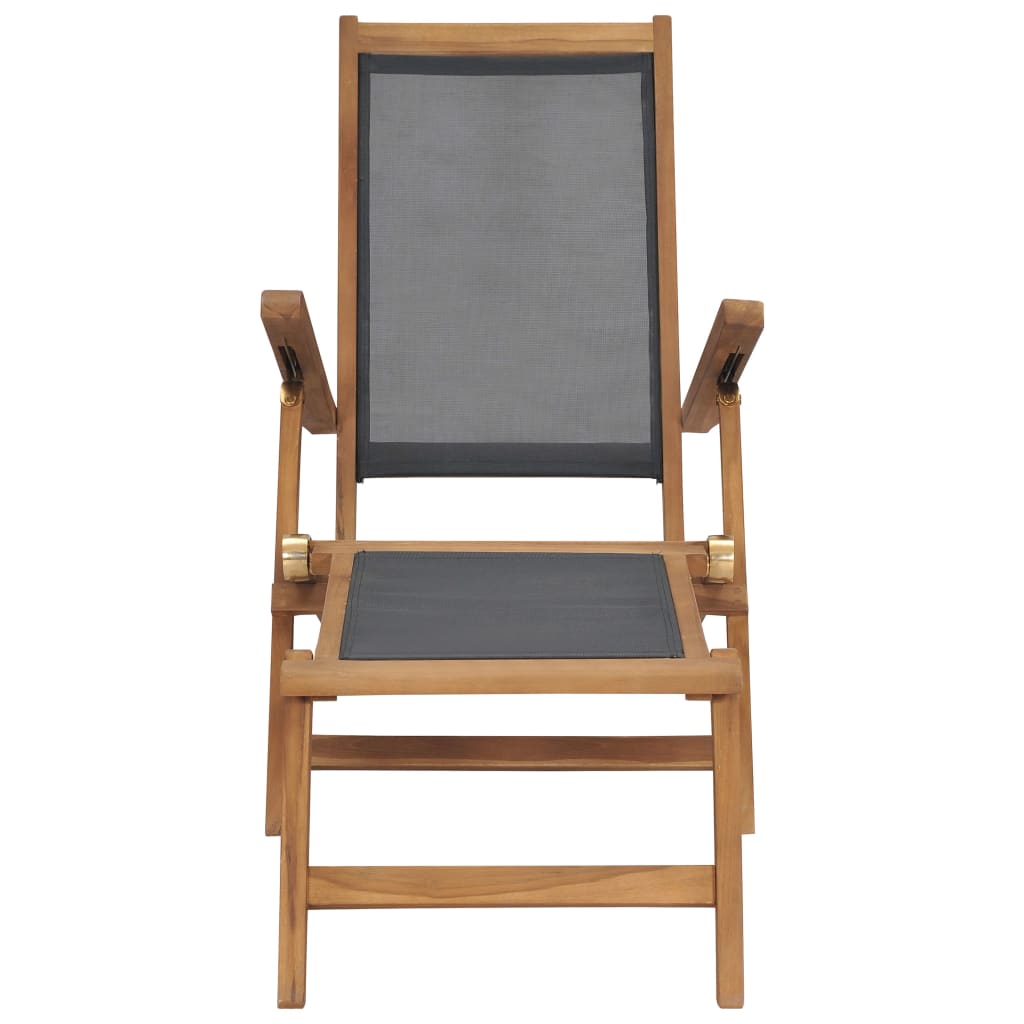 Silla de terraza con reposapiés de madera maciza de teca negra