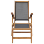 Silla de terraza con reposapiés de madera maciza de teca negra
