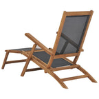 Silla de terraza con reposapiés de madera maciza de teca negra