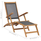 Silla de terraza con reposapiés de madera maciza de teca negra