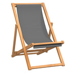 Silla de playa plegable madera maciza de teca gris